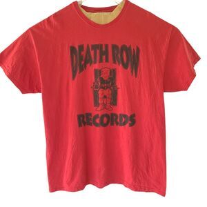 Death Row Records Red Short Sleeve T Shirt Men's Size 2XL Cotton Crew Neck Y2k
